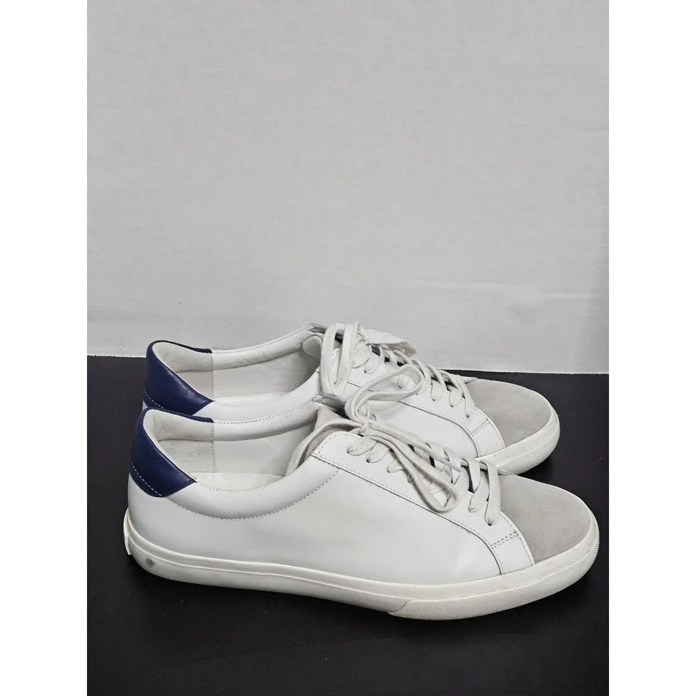 Size 11 Vince Men's Fulton low-top sneaker in white & blue leather & suede